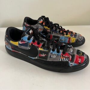 Nike Blazer Patchwork low Premium Mens Black Vintage Sneakers Multicolor Sz 11.5